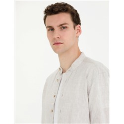 Açık Kahverengi Regular Fit Uzun Kollu Gömlek