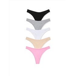 PINK 5-Pack Cotton Thong Panties