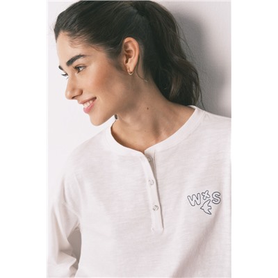 Camiseta manga larga 100% algodón blanca