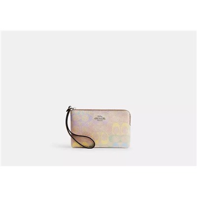 Corner Zip Wristlet In Signature Canvas With Stripe