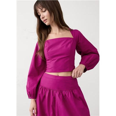 Poplin Square-Neck Top