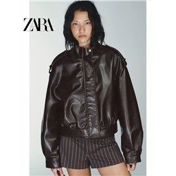 Женская укороченная куртка из искусственной кожи в ретро стиле ЗАР*А
