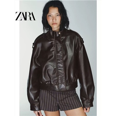 Женская укороченная куртка из искусственной кожи в ретро стиле ЗАР*А