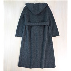 Женское элегантное длинное шерстяное пальто из двусторонней шерсти с капюшоном