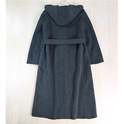 Женское элегантное длинное шерстяное пальто из двусторонней шерсти с капюшоном