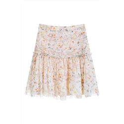 Falda evasé de seda Crudo y amarillo