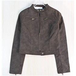 Короткая кожаная куртка-жакет