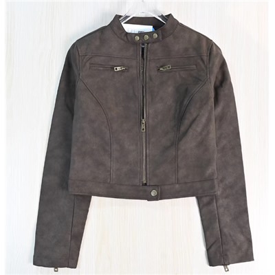 Короткая кожаная куртка-жакет