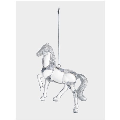 Игрушка елочная, 9 см, акрил, серебристая, Лошадь, Horse