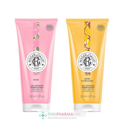 Roger & Gallet Lot Gel Douche Bienfaisant Rose & Bois d'Orange 200 ml