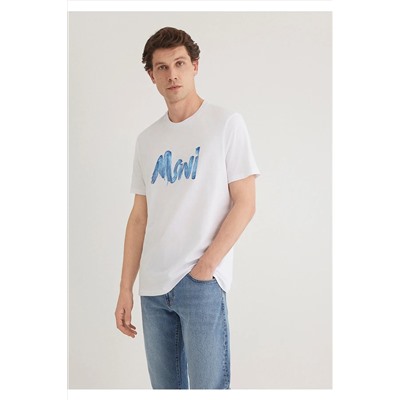 Mavi Logo Baskılı Beyaz Tişört Regular Fit / Normal Kesim 0611321-620