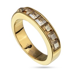 Кольцо Квадро (кристаллы SW шампань; покрытие золото), Есть комплект