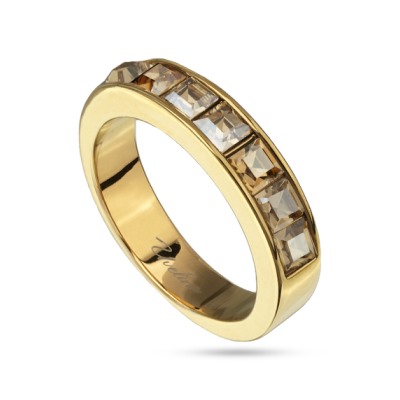 Кольцо Квадро (кристаллы SW шампань; покрытие золото), Есть комплект