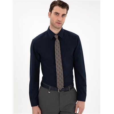 Lacivert Regular Fit Uzun Kollu Basic Gömlek