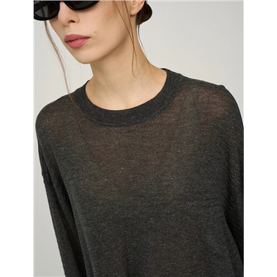 Серый джемпер с разрезом вязаный