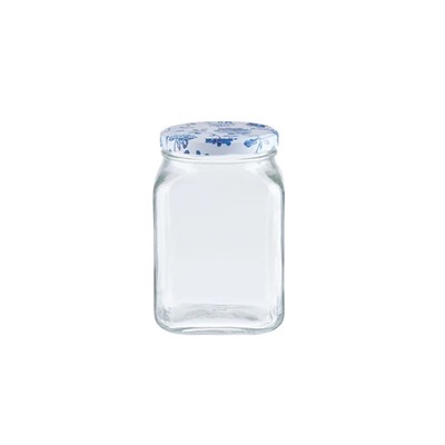 Rêve Bleu Fleur Kare Cam Kavanoz - 1600 ml