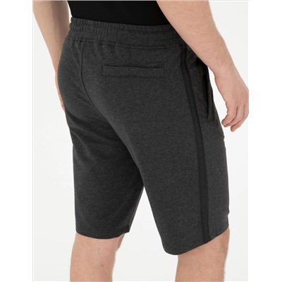 Antrasit Melanj Slim Fit Örme Şort