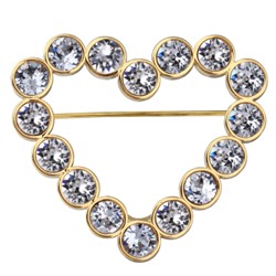 Брошь Сердце (кристаллы SW белые; покрытие золото), Есть комплект