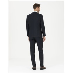 Lacivert Slim Fit Çizgili Takım Elbise