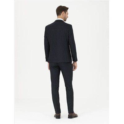 Lacivert Slim Fit Çizgili Takım Elbise