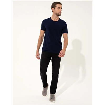 Lacivert Slim Fit Bisiklet Yaka Basic Tişört