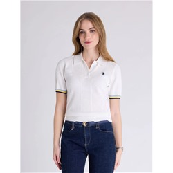 RELAXED SWEATER POLO SHIRT WITH RIBBED BAND