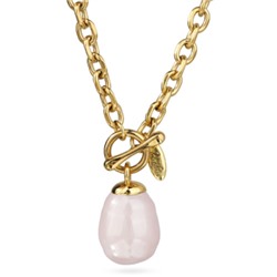 Кулон Якорь (Майорка 18мм холодно-розовая; покрытие золото) 50см, Есть комплект