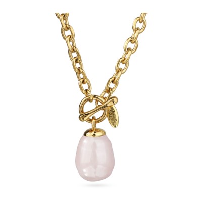 Кулон Якорь (Майорка 18мм холодно-розовая; покрытие золото) 50см, Есть комплект