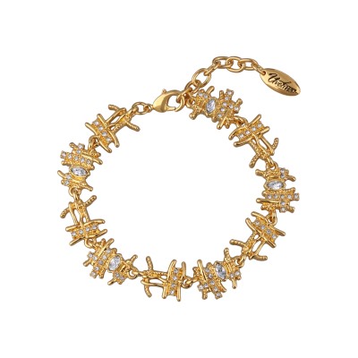 Браслет Ажур (кристаллы SW белые; покрытие золото) 17-20см, Есть комплект