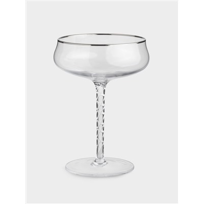 Бокал-креманка для шампанского, 250 мл, 2 шт, стекло, с серебристым кантом, Rhapsody