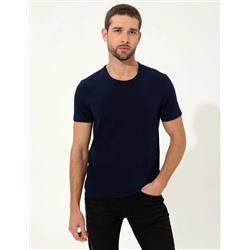 Lacivert Slim Fit Bisiklet Yaka Basic Tişört