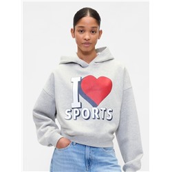 Relaxed Cropped Wedge Graphic Hoodie