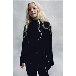 VELVET TROUSERS WITH BEAD APPLIQUÉS