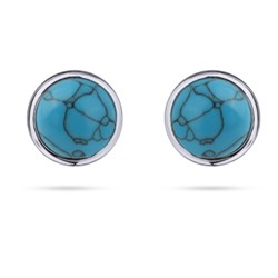 Пусеты Самоцветы (бирюза; покрытие родий), Есть комплект