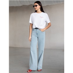 Свободная футболка с принтом из премиального хлопка с эластаном