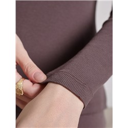 Лонгслив облегающий из фактурного трикотажа в рубчик с круглым вырезом на пуговицах