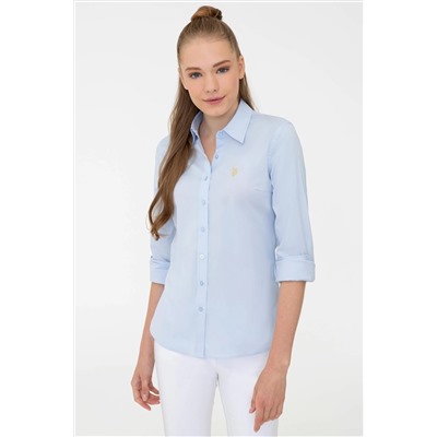 Kadın Açık Mavi Uzun Kollu Basic Gömlek