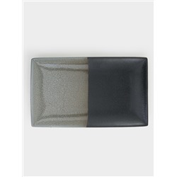 Блюдо, 27,5х16 см, фарфор P, черно-серое, в крапинку, прямоугольное, Umi