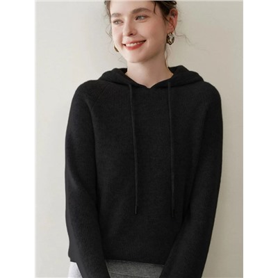 Женский вязаный шерстяной джемпер с капюшоном, толстовка Макс Мар*а