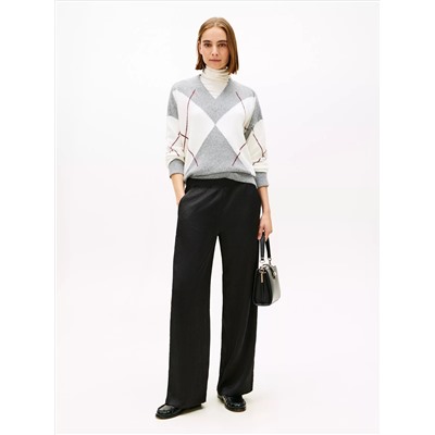 Textured Stretch Satin Pull-On Pant