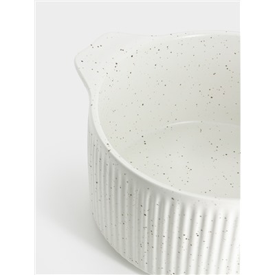 Кастрюля, 3 л, с крышкой, фарфор P, круглая, молочная, в крапинку, Speckle