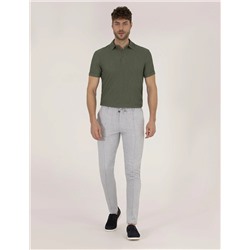 Haki Slim Fit Dokulu Polo Yaka Tişört