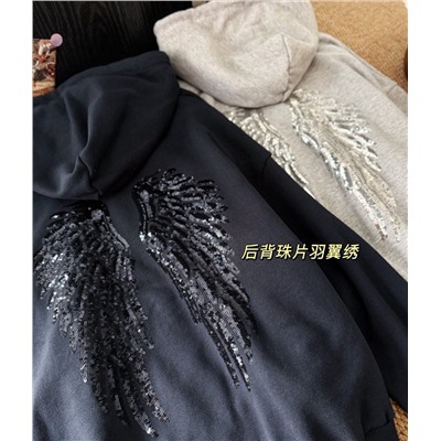 Женская толстовка с капюшоном / худи с переливающимися крыльями ДИО*Р