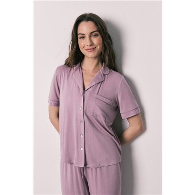 Pijama camisero Capri tacto suave rosa
