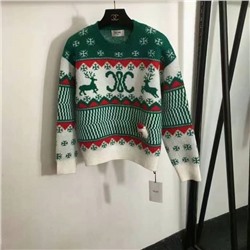 рождественская одежда Селин, трехмерное украшение куклы Санта-Клауса, свободный пуловер с длинными рукавами и узором лося в виде снежинок, зеленый, красный, [один размер подходит всем; ширина плеч 38, обхват груди 100, длина рукава 54, длина одежды. 57