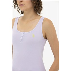 Kadın Lila Bisiklet Yaka Kolsuz Basic Tişört