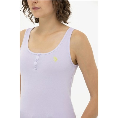 Kadın Lila Bisiklet Yaka Kolsuz Basic Tişört