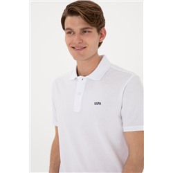 Erkek Regular Fit Polo Yaka Beyaz Basic Tişört