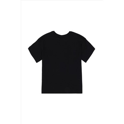 Erkek Çocuk Siyah Oversize Bisiklet Yaka Tişört