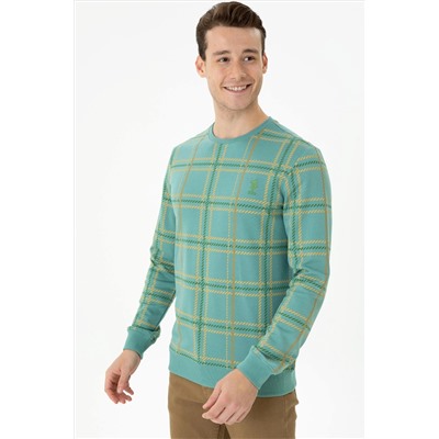 Erkek Mint Bisiklet Yaka Sweatshirt